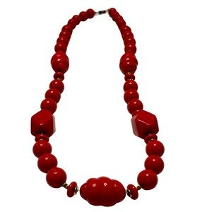 80’s Red Beaded Necklace.